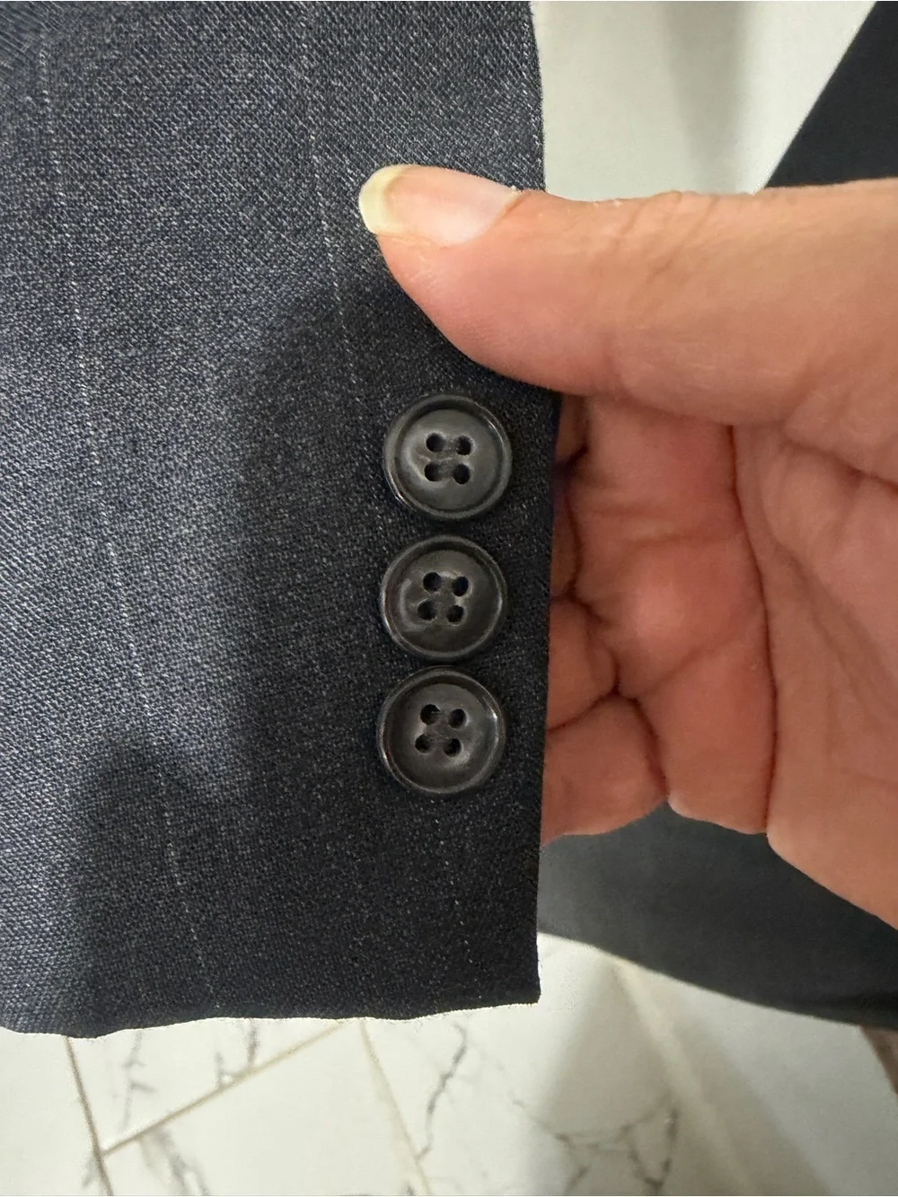 Men's Double-Breasted Navy Pinstripe Blazer